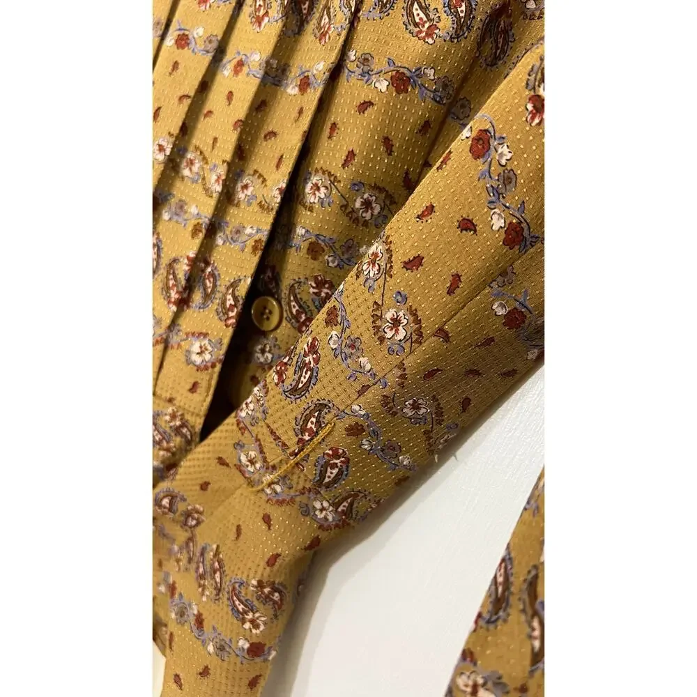 Vintage Japanese Floral Peplum Blouse 80s 90s Cottagecore Mustard Gold - Picture 12 of 15